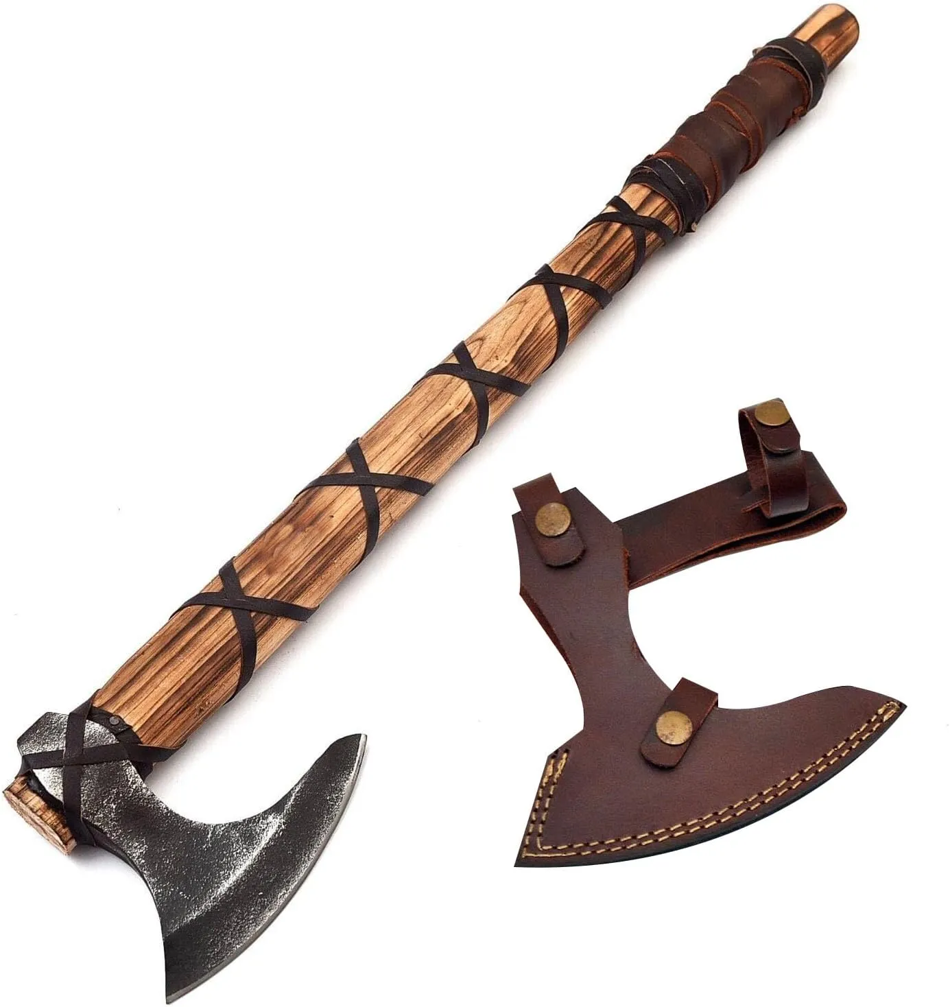 Viking Axe of Ragnar Lothbrok Axe's with Genuine Leather Sheath Hand Forged Ash Wood Handle Axes High Carbon Steel Bearded Axes Viking Gifts for Men (VK-AXE-04)