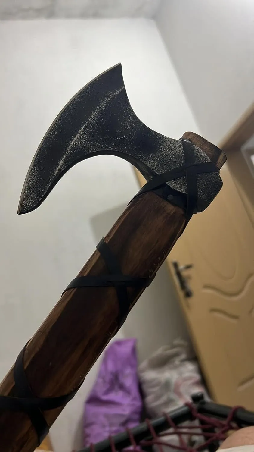 Viking Axe of Ragnar Lothbrok Axe's with Genuine Leather Sheath Hand Forged Ash Wood Handle Axes High Carbon Steel Bearded Axes Viking Gifts for Men (VK-AXE-04)