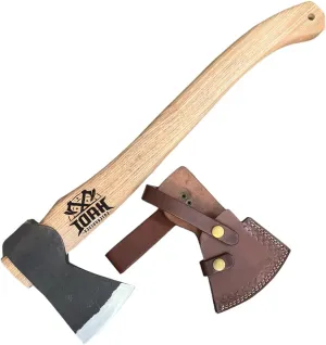 Viking Culture Viking Battle Axe | Hand-Engraved Runes and Celtic Ring Knife, The Skeggøx Set | Authentic Hand-Forged | Hardened Blades with Genuine Leather Sheath(WA-001)