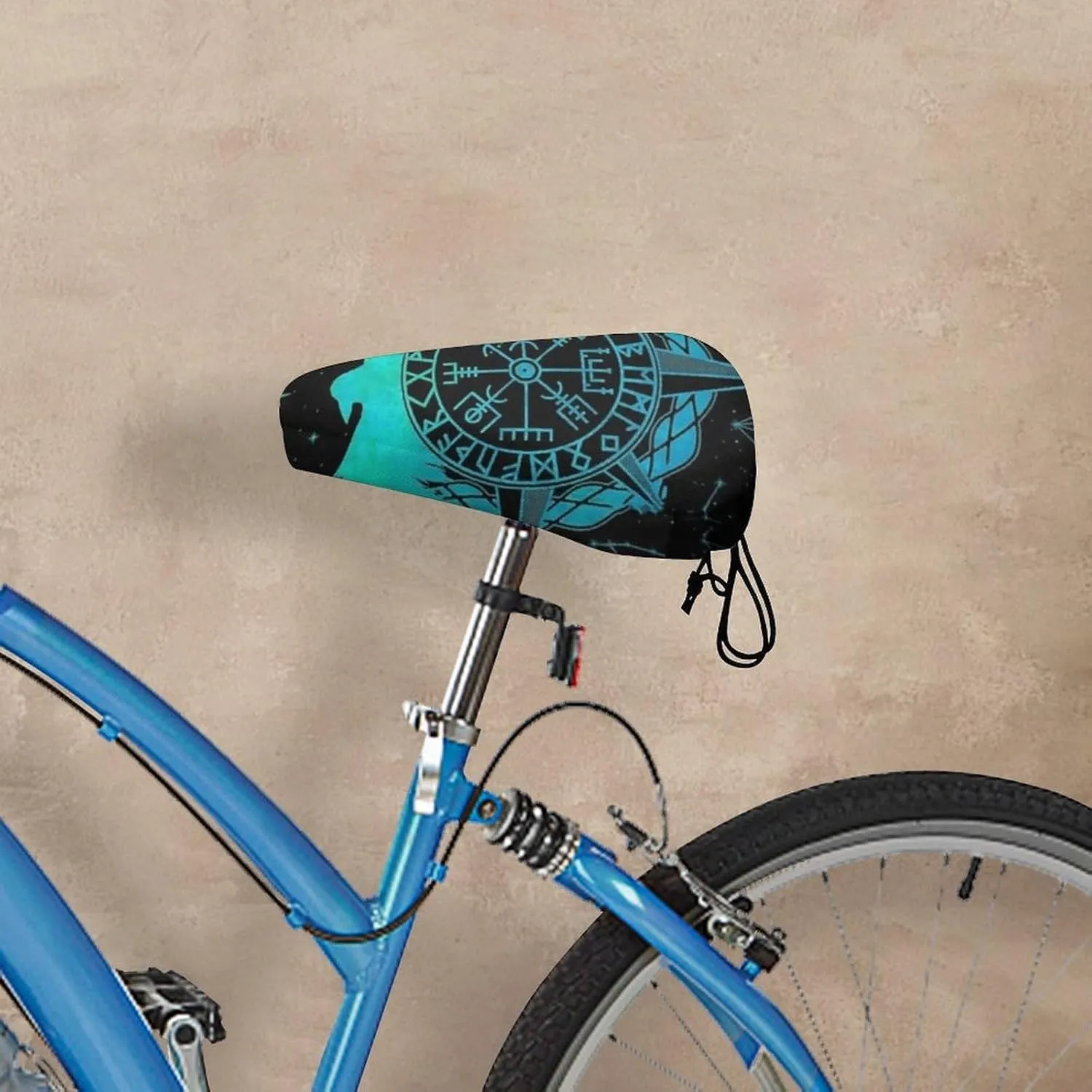 Viking Odin Raven Bike Seat Cover for Men Women Rainproof Dustproof Bicycle Seat Cover with Drawstring for Multiple Bicycles