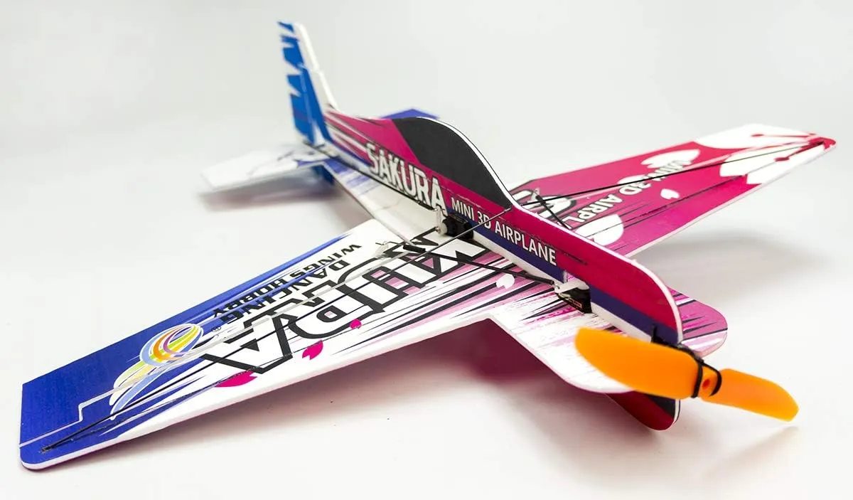 Viloga Upgrade 3D EPP Plane Sakura Aerobatic Flying Airplane, 420mm Durable Foam RC Plane Kit to Build for Adults (KIT Motor ESC Servo Mini 4CH RX(Frsky-D16), PP Sakura, Not Including Radio Control)