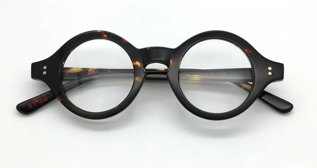 Vintage Acetate Round Eyeglasses Frames Retro Spring Hinges Glass Unisex for Men Women M001