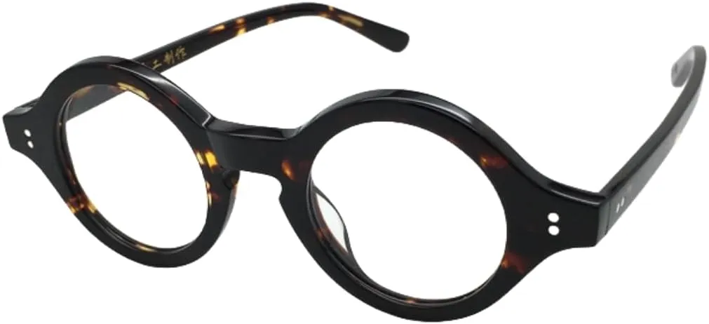 Vintage Acetate Round Eyeglasses Frames Retro Spring Hinges Glass Unisex for Men Women M001