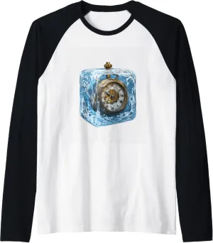 Vintage Pocket Watch In Ice Fantasy Art Raglan Baseball Tee