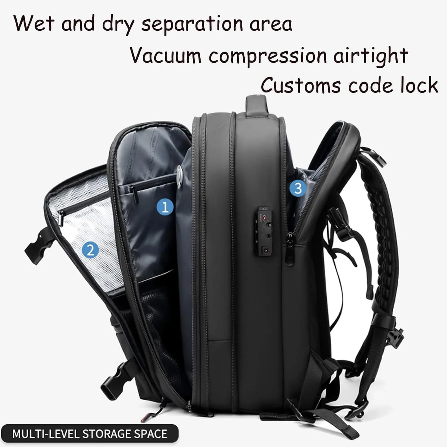 Voyagevac Backpack, 2025 Upgraded 60l Expandable Backpack with Vacuum Compression (Gray 1.0)