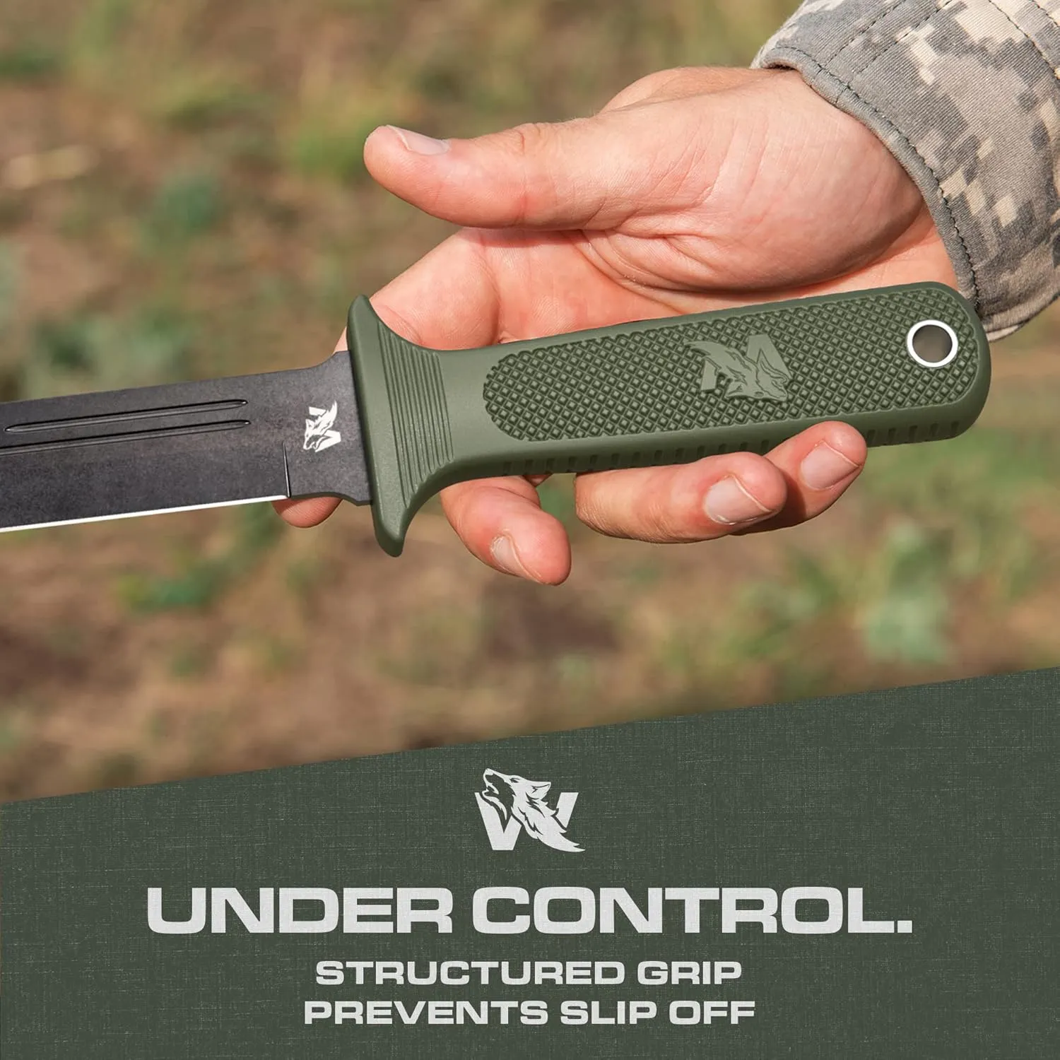 W-Catcher Fixed Blade Knife with Sheath - Large Hunting-Knife made of D2 steel - Big Fixed Blade Knives with Non-Slip TPE Handle - Full Tang Survivalknife for Outdoor Activities