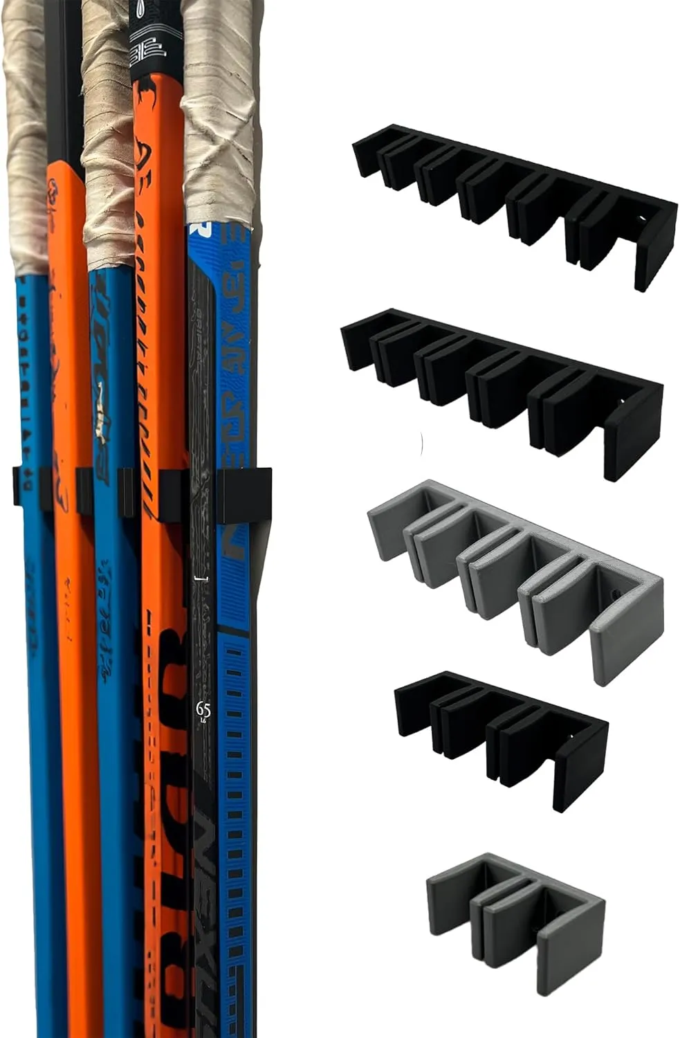 Wall Mount Hockey Stick Holder | Ice Hockey Stick Organizer (Silver, 6 Stick Wall Mount)