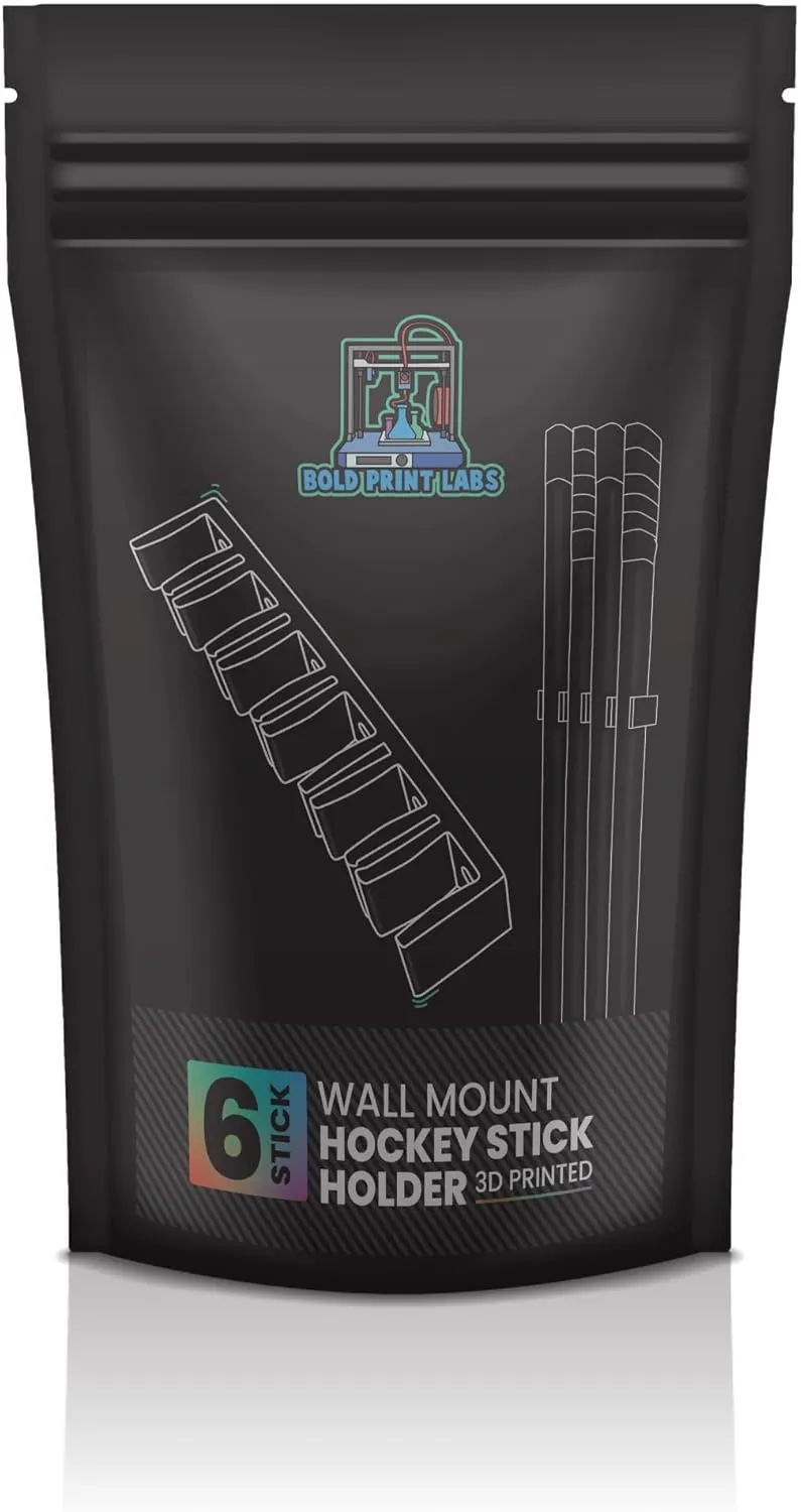 Wall Mount Hockey Stick Holder | Ice Hockey Stick Organizer (Silver, 6 Stick Wall Mount)