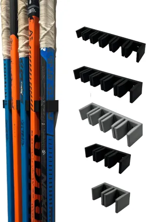 Wall Mount Hockey Stick Holder | Ice Hockey Stick Organizer (Silver, 6 Stick Wall Mount)