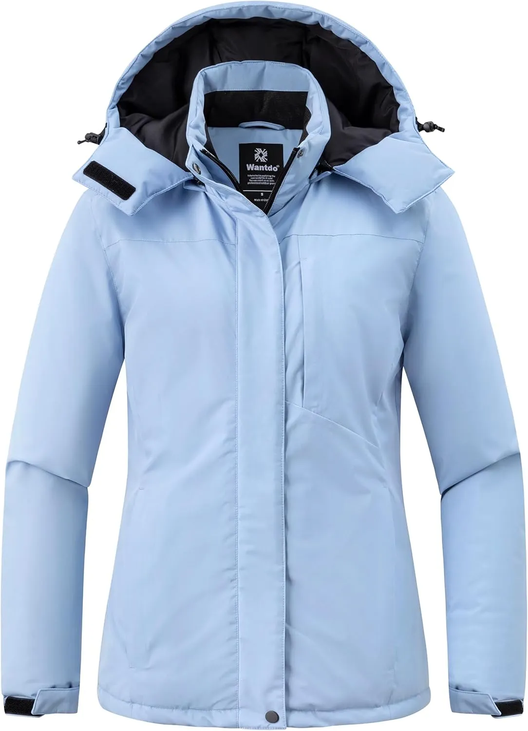 Wantdo Women's Mountain Waterproof Ski Jacket Hooded Winter Snow Coat Insulated Parka Fleece Rain Jacket