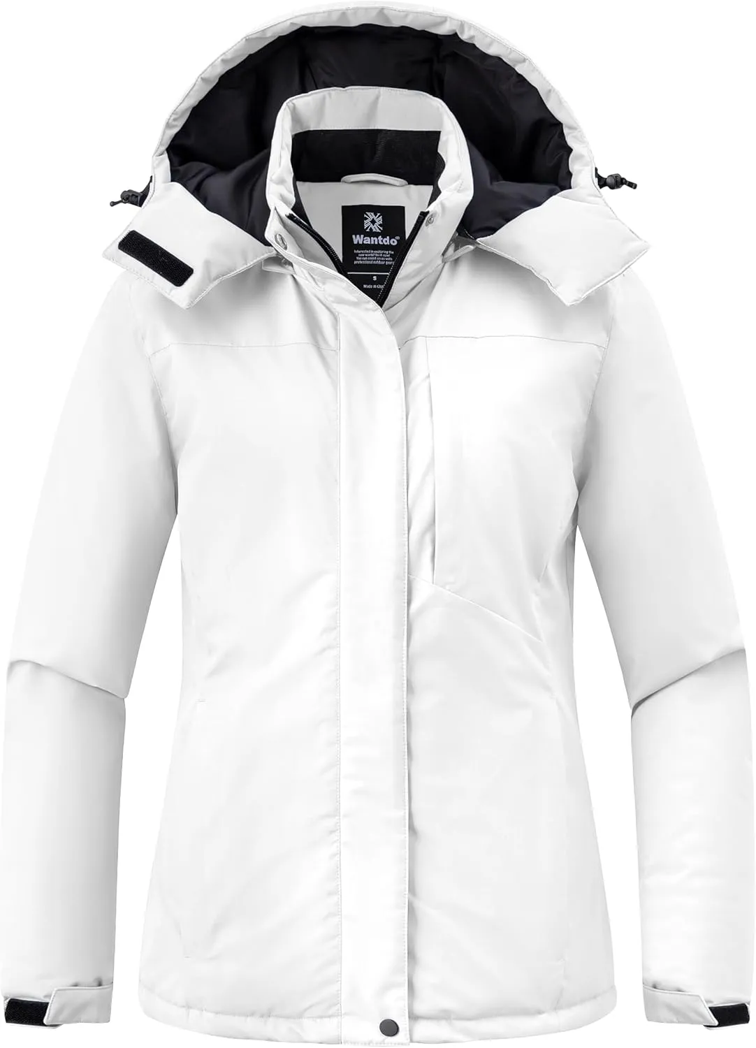 Wantdo Women's Mountain Waterproof Ski Jacket Hooded Winter Snow Coat Insulated Parka Fleece Rain Jacket