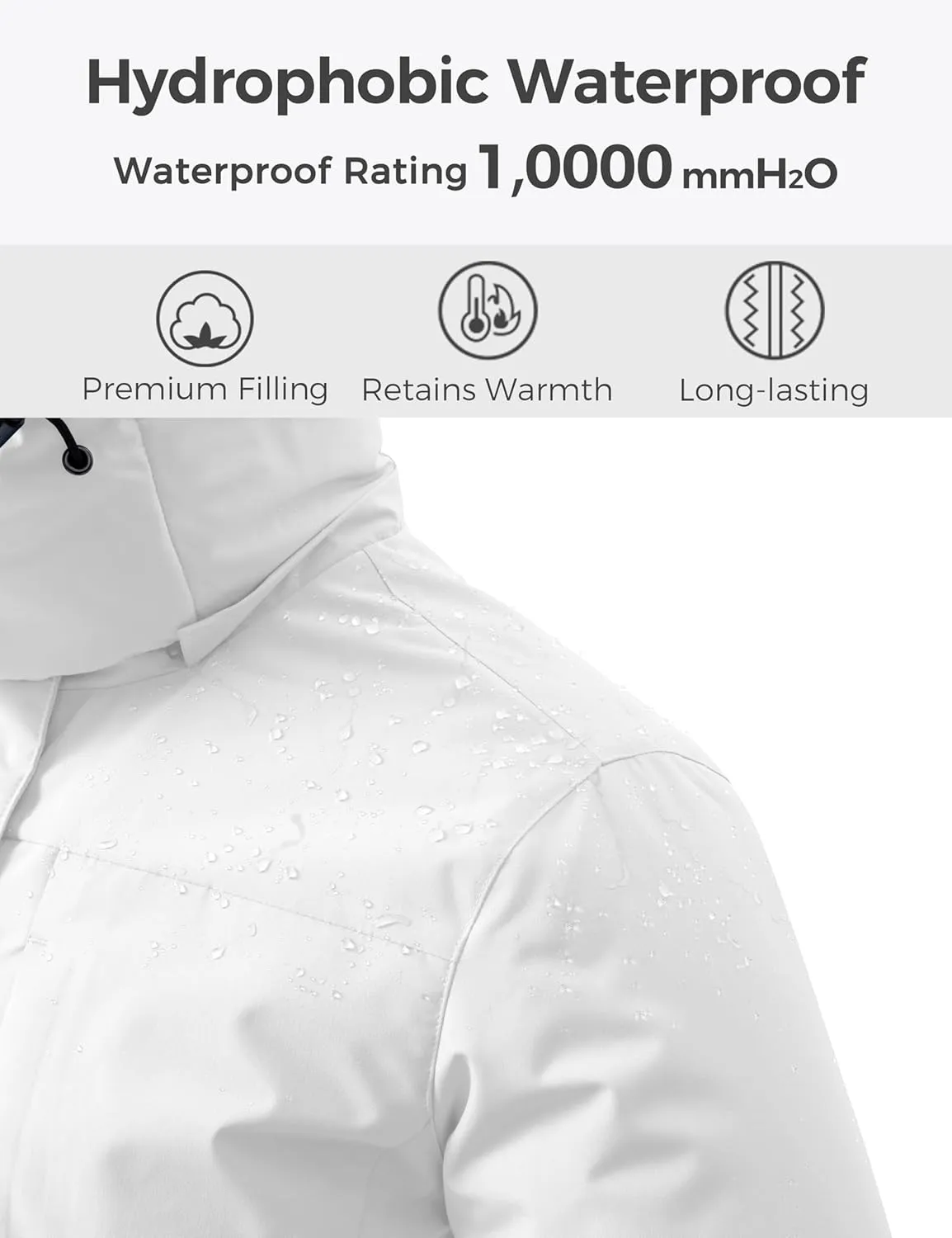 Wantdo Women's Mountain Waterproof Ski Jacket Hooded Winter Snow Coat Insulated Parka Fleece Rain Jacket