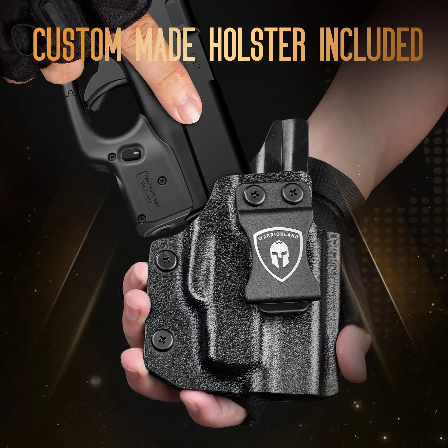 WARRIORLAND Trigger Laser Sight Fit for Glock 42 with Kydex Holster, First Laser Light with Power Indicator & Right-Hand IWB Conceal Carry Holster with Optics Cut, WLS-105 w/ G42 Holster