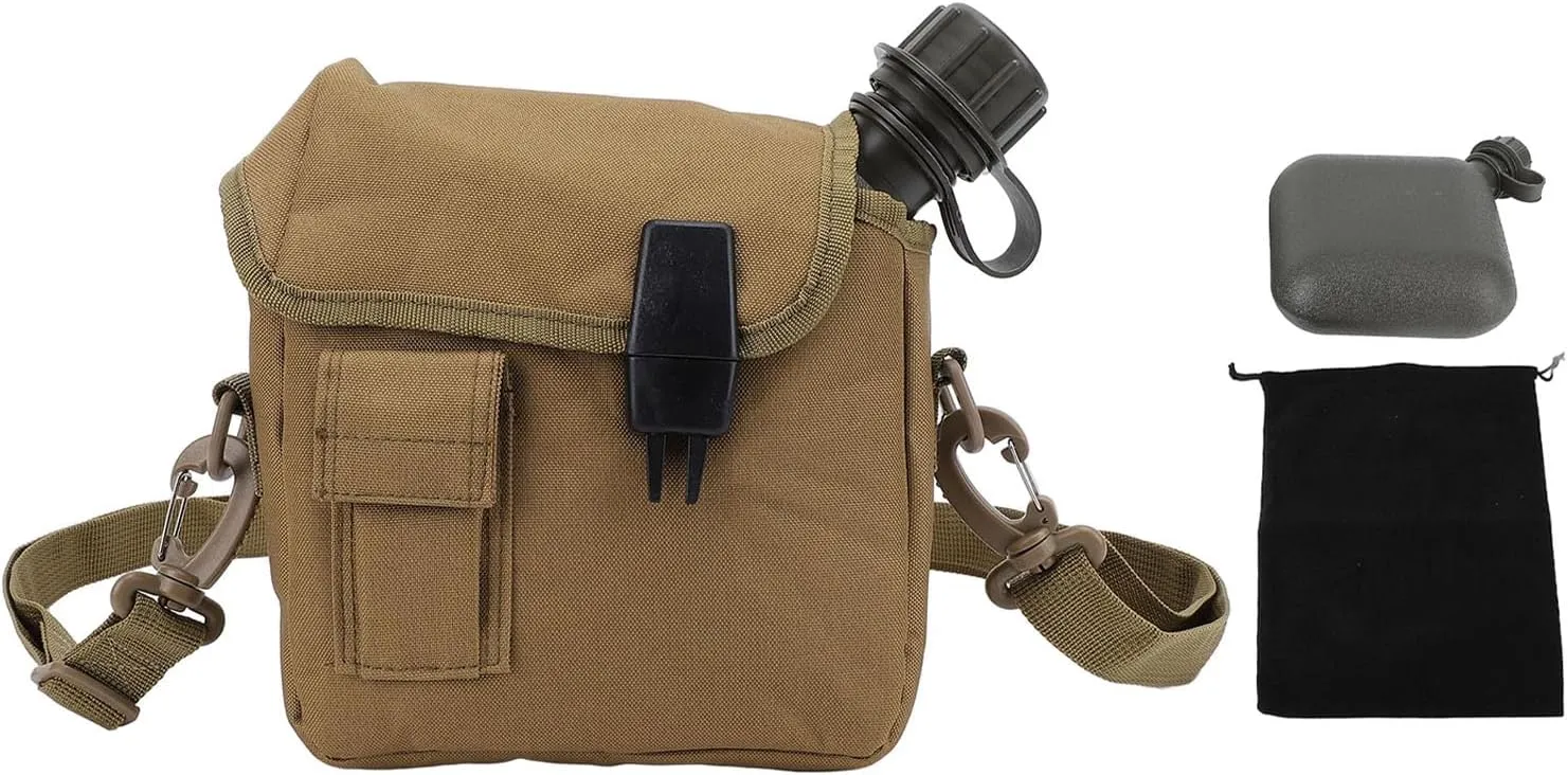 Water Canteen, 1.5L Large Outdoor Water Bottle Portable Flat Adjustable Waist Bag Camping Canteen Leak Proof Reservoir Jug for Hiking Climbing