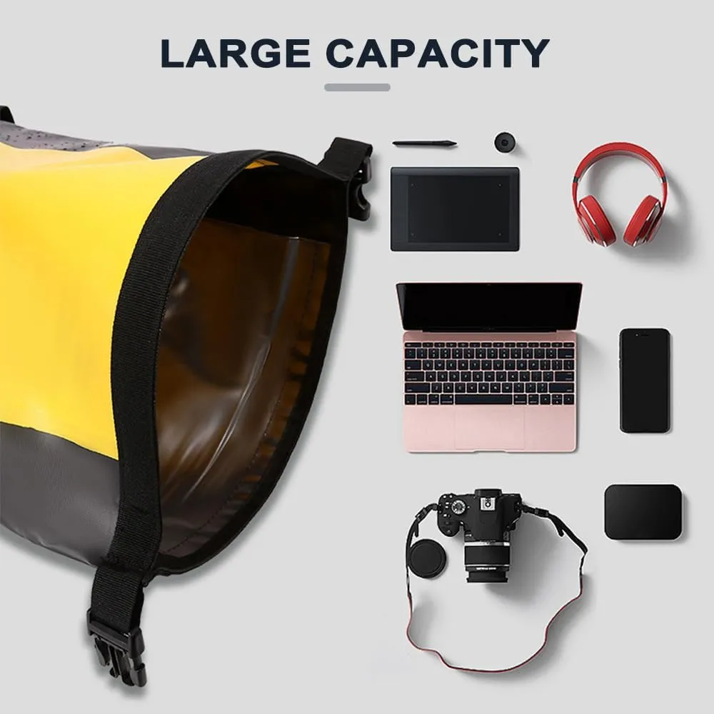 Waterproof Backpack Heavy Duty Roll- Closure Swim Bag with Front-Zipper Pocket