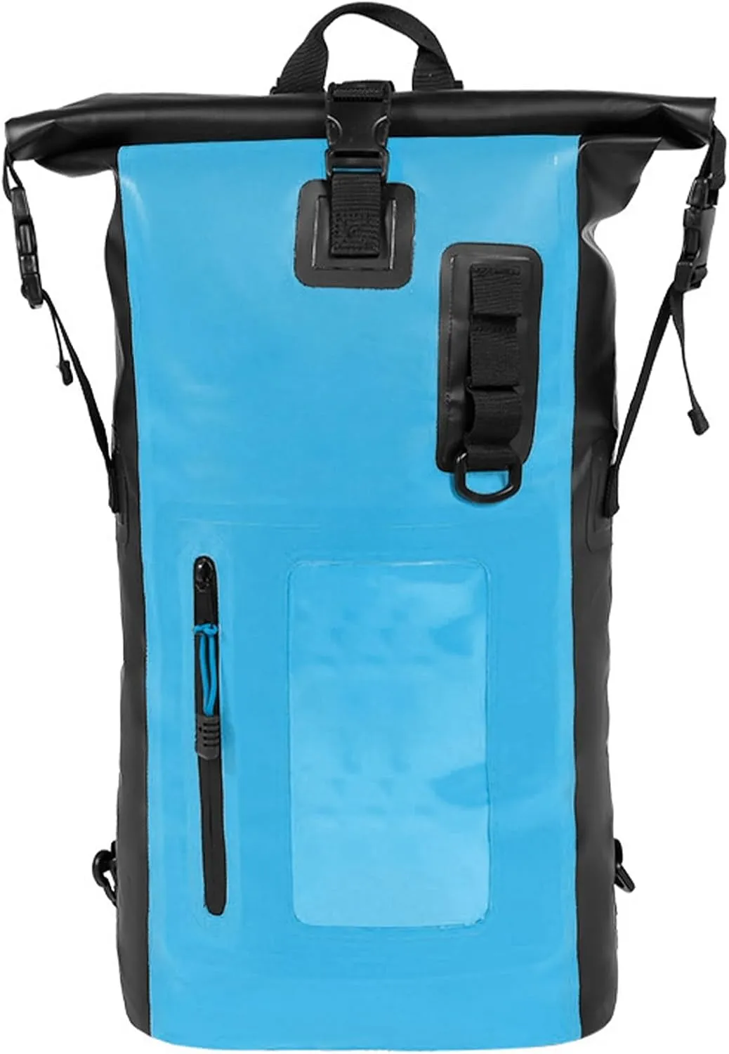 Waterproof Backpack Heavy Duty Roll- Closure Swim Bag with Front-Zipper Pocket