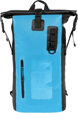Waterproof Backpack Heavy Duty Roll- Closure Swim Bag with Front-Zipper Pocket