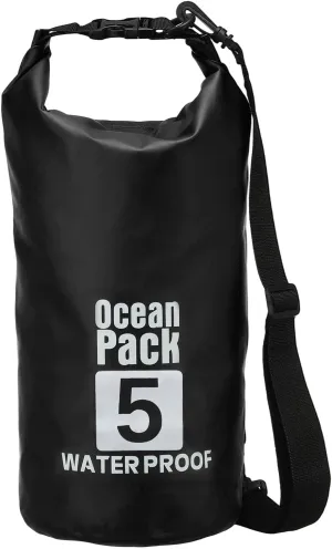 Waterproof Dry Bag, 5L Fit for Women Men Water Proof Bags Lightweight Dry Storage Floating Backpack with Whistle for Travel Backpacking Boating Kayaking Camping (Black)