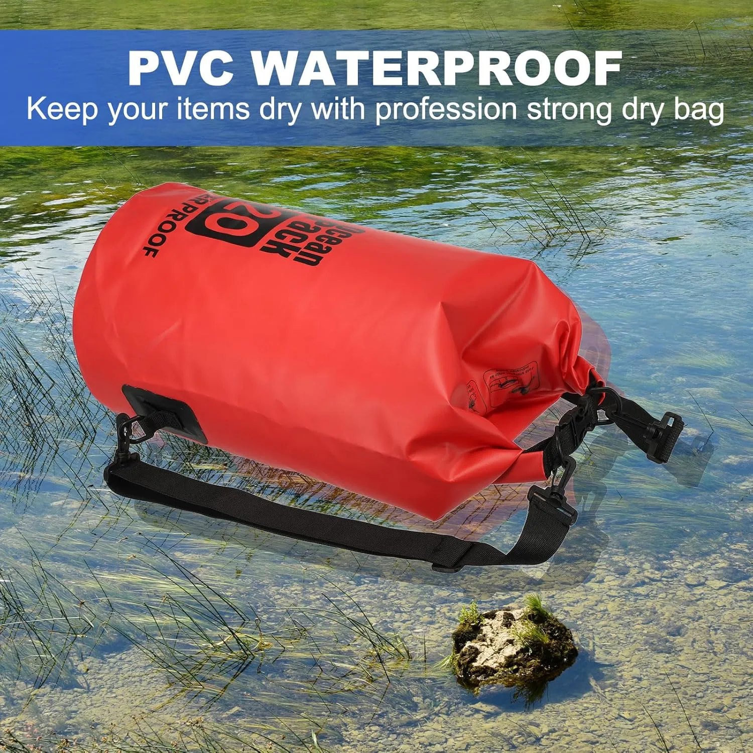 Waterproof Dry Bag, 5L Fit for Women Men Water Proof Bags Lightweight Dry Storage Floating Backpack with Whistle for Travel Backpacking Boating Kayaking Camping (Black)