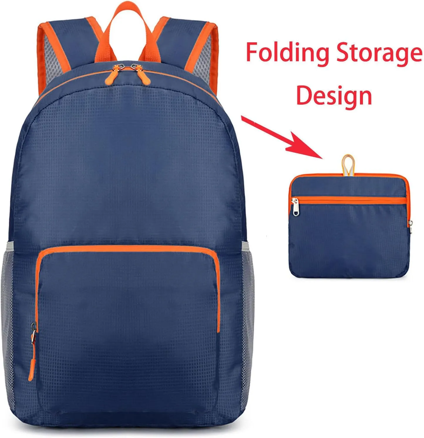 Waterproof Ultralight Foldable Backpack for Outdoor Travel & Camping, 16-Inch Packable Daypack (Blue)