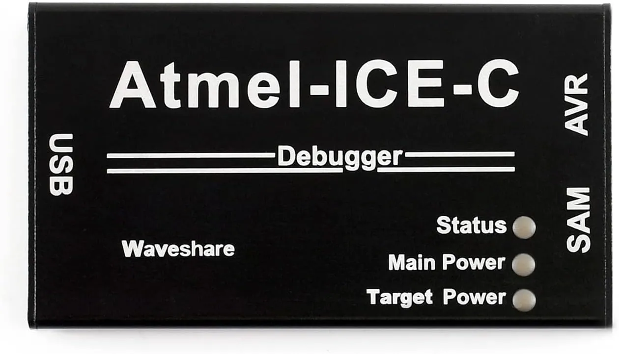 Waveshare Atmel-ICE-C Debugger Programmer Powerful Development Tool Atmel SAM and AVR Microcontrollers Original ATMEL-ICE-PCBA Inside Durable Aluminium Alloy Enclosure