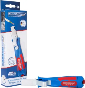 WEICON Cable Stripper No. 4-28 H | Cable stipping tool with hooked blade | adjustable cutting depth | dismantling of round cables | working range of 4-28 mm Ø