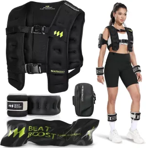 Weighted Vest for Women Men BeatBoost 10lb/15lb/20lb/25lb/30lb/35lb/40lb Weight Vest with Ironsand for Strength Training Running Walking Workout