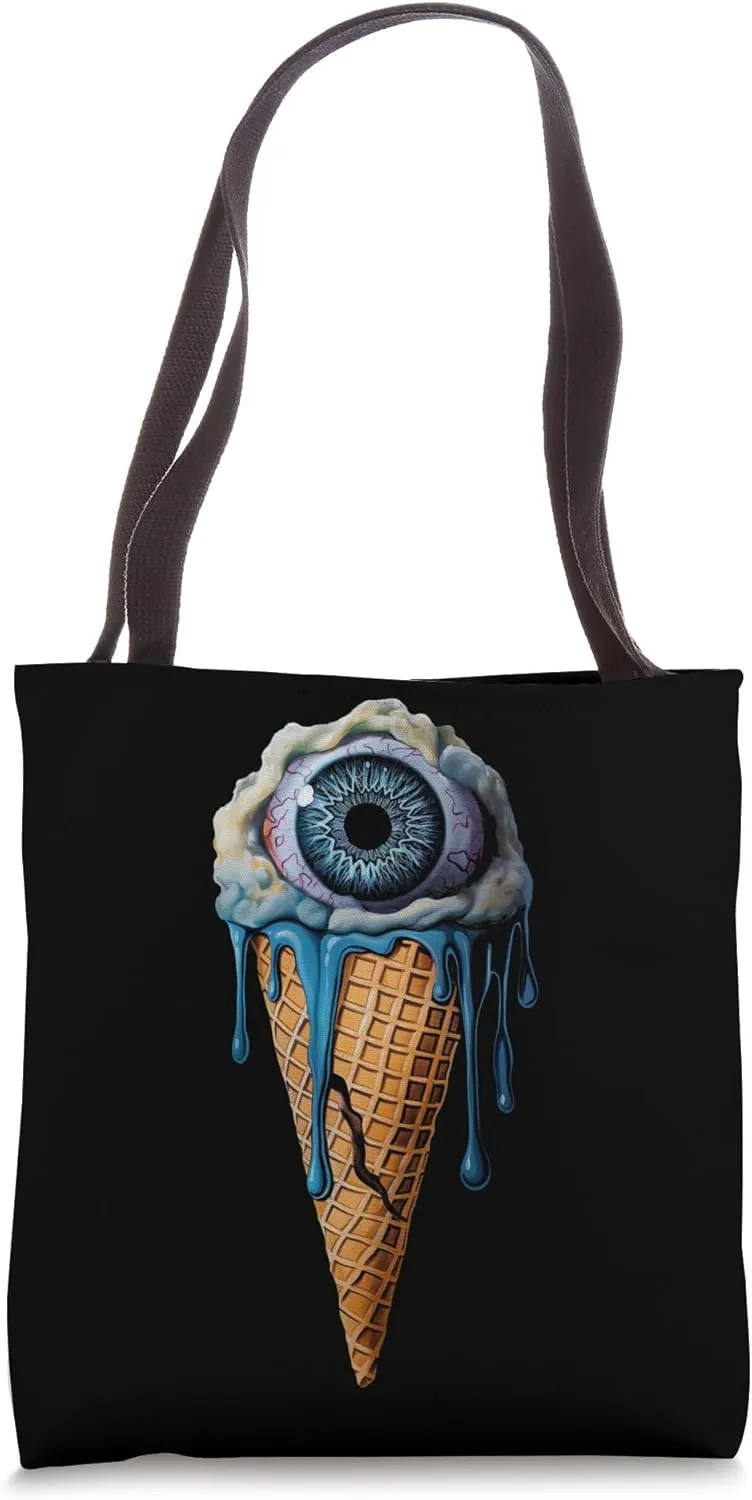 Weirdcore Aesthetic Human Eyeball Ice Cream Strangecore Goth Tote Bag