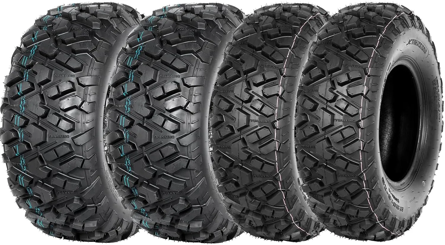 Weize ATV UTV all-terrain Tires 25x8-12 Front & 25x10-12 Rear, 6 PR, Set of 4