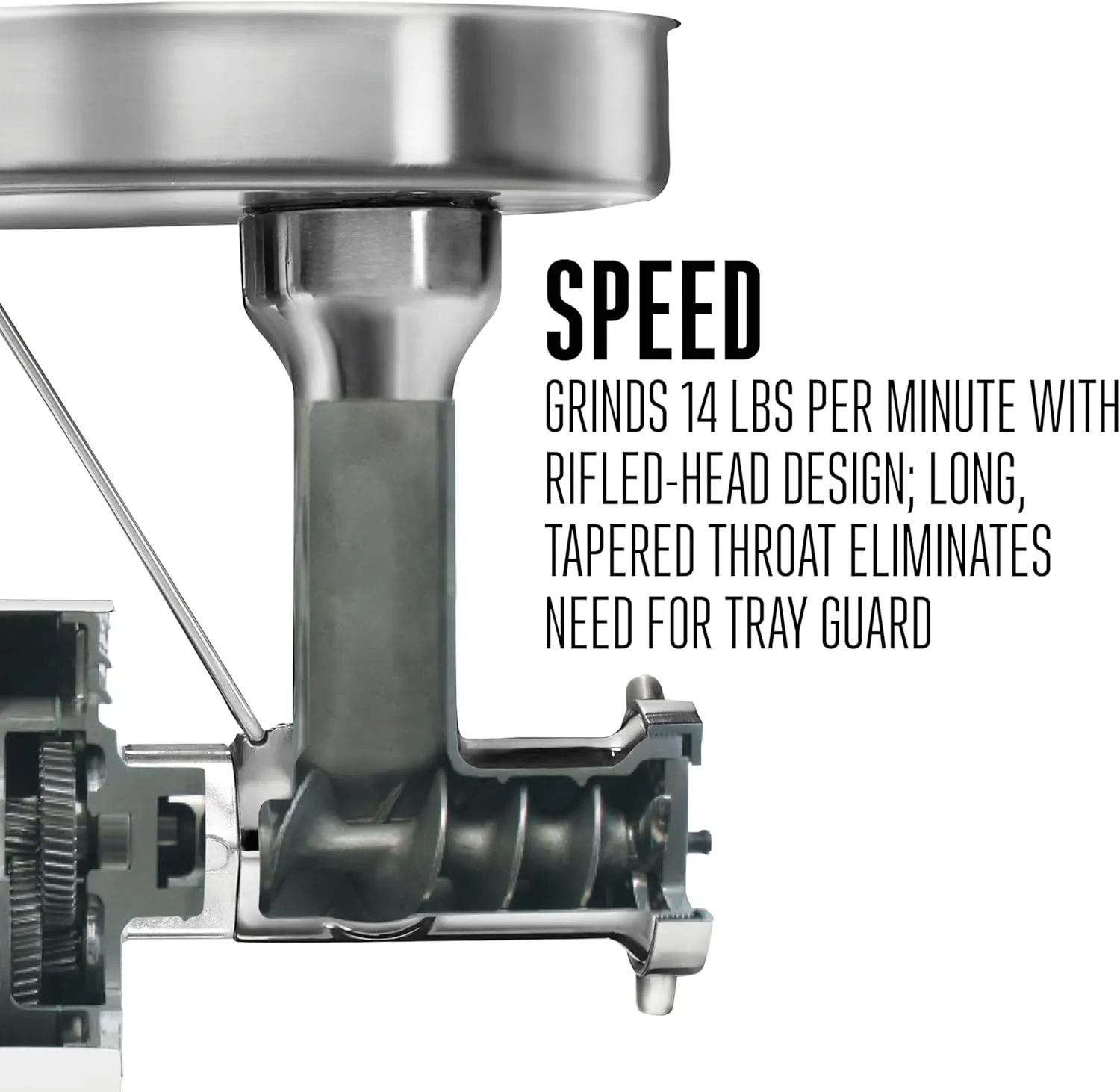 Weston Pro Series Electric Meat Grinder, Commercial Grade, 1120 Watts, 1.5 HP, 14lbs. Per Minute, Stainless Steel (10-2201-W)