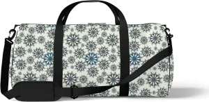 White Flower Bud Arrange Circle Black Dandelions Sports Bag Tote Bag Waterproof Gym Bag with Shoulder Strap Zipper 2 Side Pockets for Men and Women, Travel and Storage Shoulder Bag.