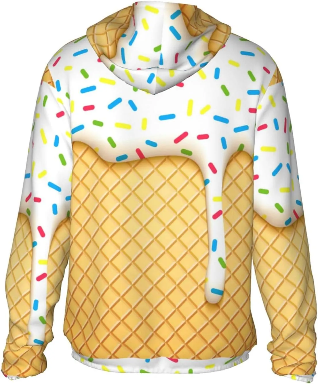 White Ice Cream Men Women Full Zip Sun Protection Hoodie Packable Outdoor Hiking -