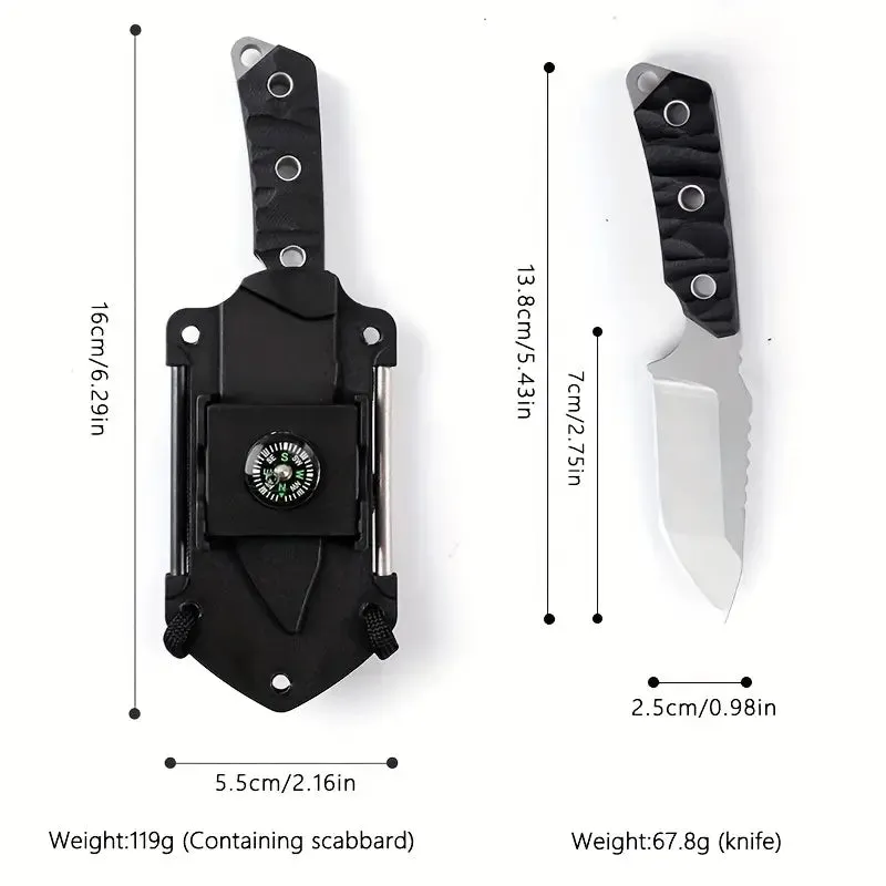 Wild West Survivalist: Multi-Function Knife with Built-In Flint, Compass, and Mirror