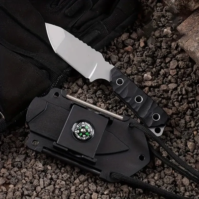 Wild West Survivalist: Multi-Function Knife with Built-In Flint, Compass, and Mirror