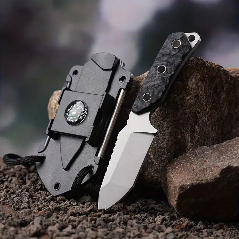 Wild West Survivalist: Multi-Function Knife with Built-In Flint, Compass, and Mirror