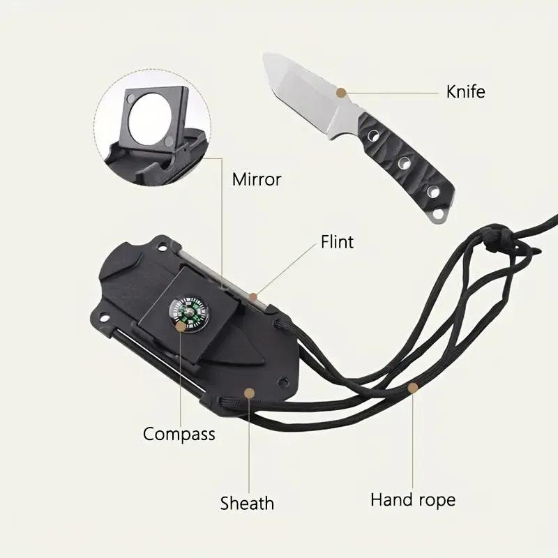 Wild West Survivalist: Multi-Function Knife with Built-In Flint, Compass, and Mirror