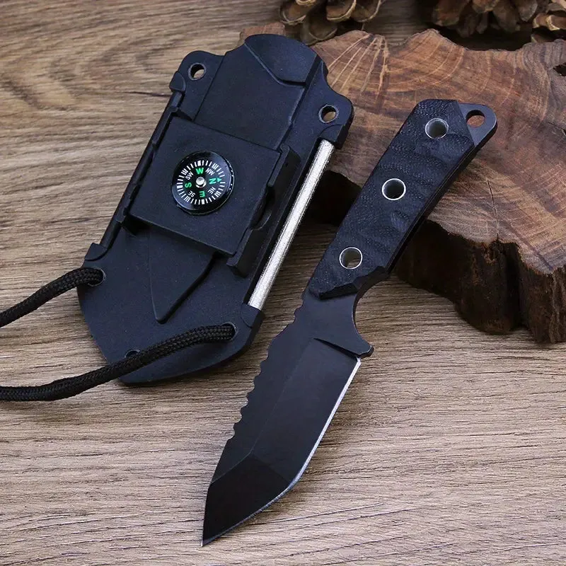 Wild West Survivalist: Multi-Function Knife with Built-In Flint, Compass, and Mirror