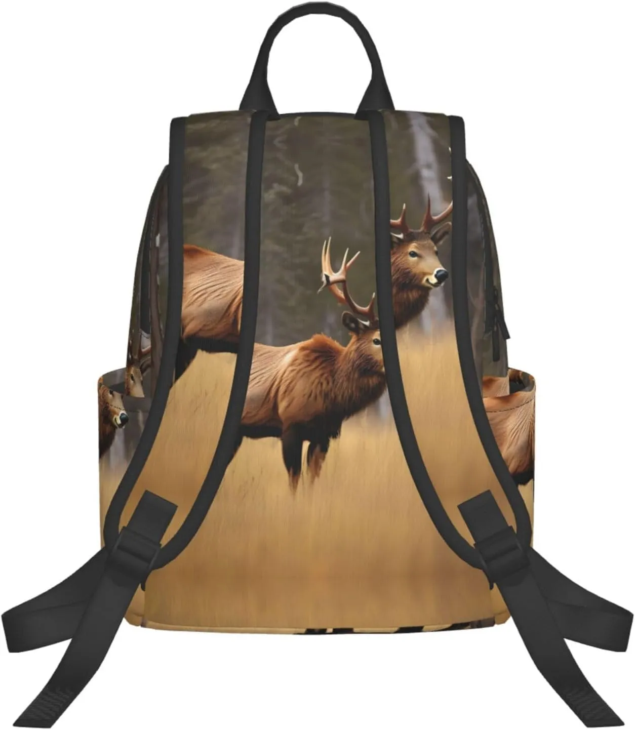 Wildlife Deer Bear Elk Print Lightweight Backpack, Travel Bookbag College Bag,Laptop Backpack For Men Women