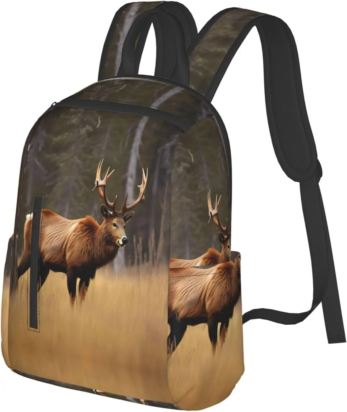 Wildlife Deer Bear Elk Print Lightweight Backpack, Travel Bookbag College Bag,Laptop Backpack For Men Women