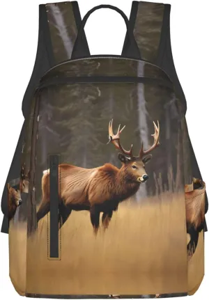 Wildlife Deer Bear Elk Print Lightweight Backpack, Travel Bookbag College Bag,Laptop Backpack For Men Women