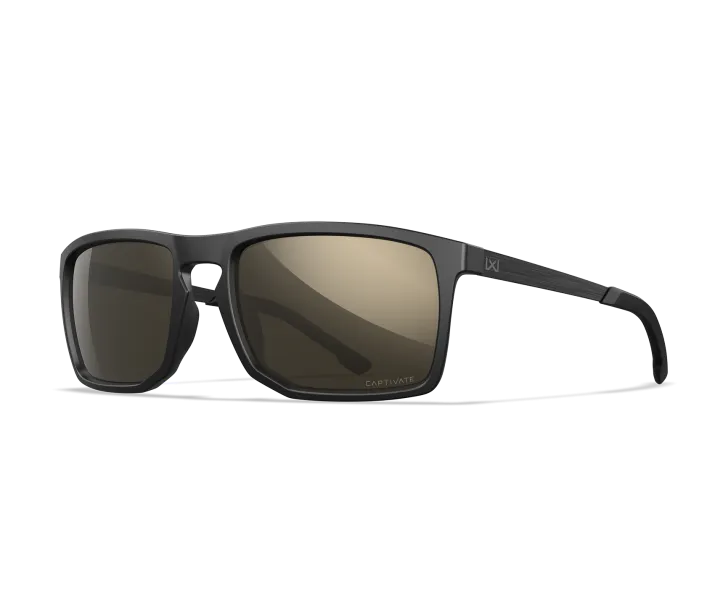 Wiley X WX AXE Sunglasses Oval MATTE BLACK CAPTIVATE™ Tungsten Mirror (Non-Polarized)