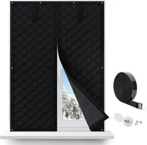 Window Insulation for Winter, Curtain Size 62 Inch x 38 Inch, Thermal Insulated Cover Heavy Duty Oxford Cloth Thicken Cotton Fiber, Fits up to 3 x 5 Ft Windows to Keep Warm with Zipper