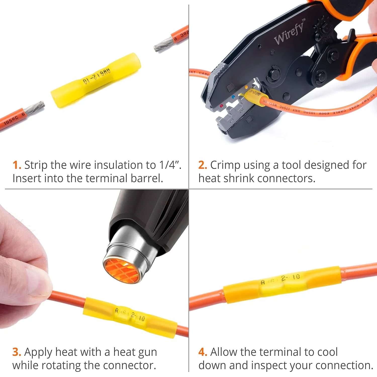 Wirefy 180 PCS Heat Shrink Butt Connectors Kit - Marine Grade Butt Connectors - Wire Butt Splice Connectors - Electrical Waterproof Heat Shrink Butts - 22-10 AWG