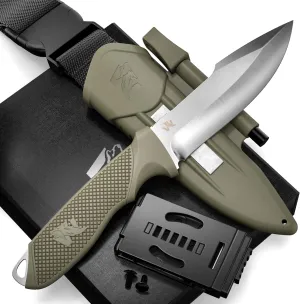 WOLF-III Full Tang Survival Knife with Fire Starter and Sheath - Tactical Fixed Blade - D2 Steel - Bushcraft and Camping - Belt Loop, Plug Lock & Multi Lok