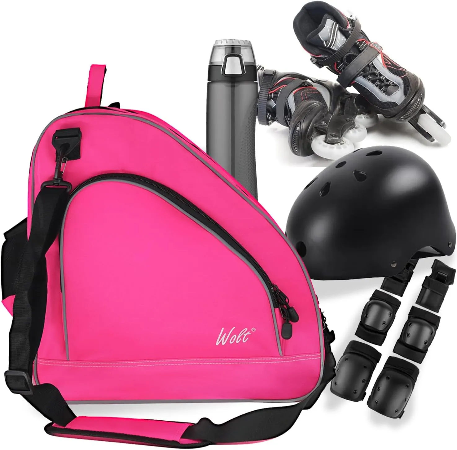 WOLT Ice Skate Bag - Roller Skate Bag, Inline Skate Bag with Adjustable Shoulder Strap for Both Youth and Adults.