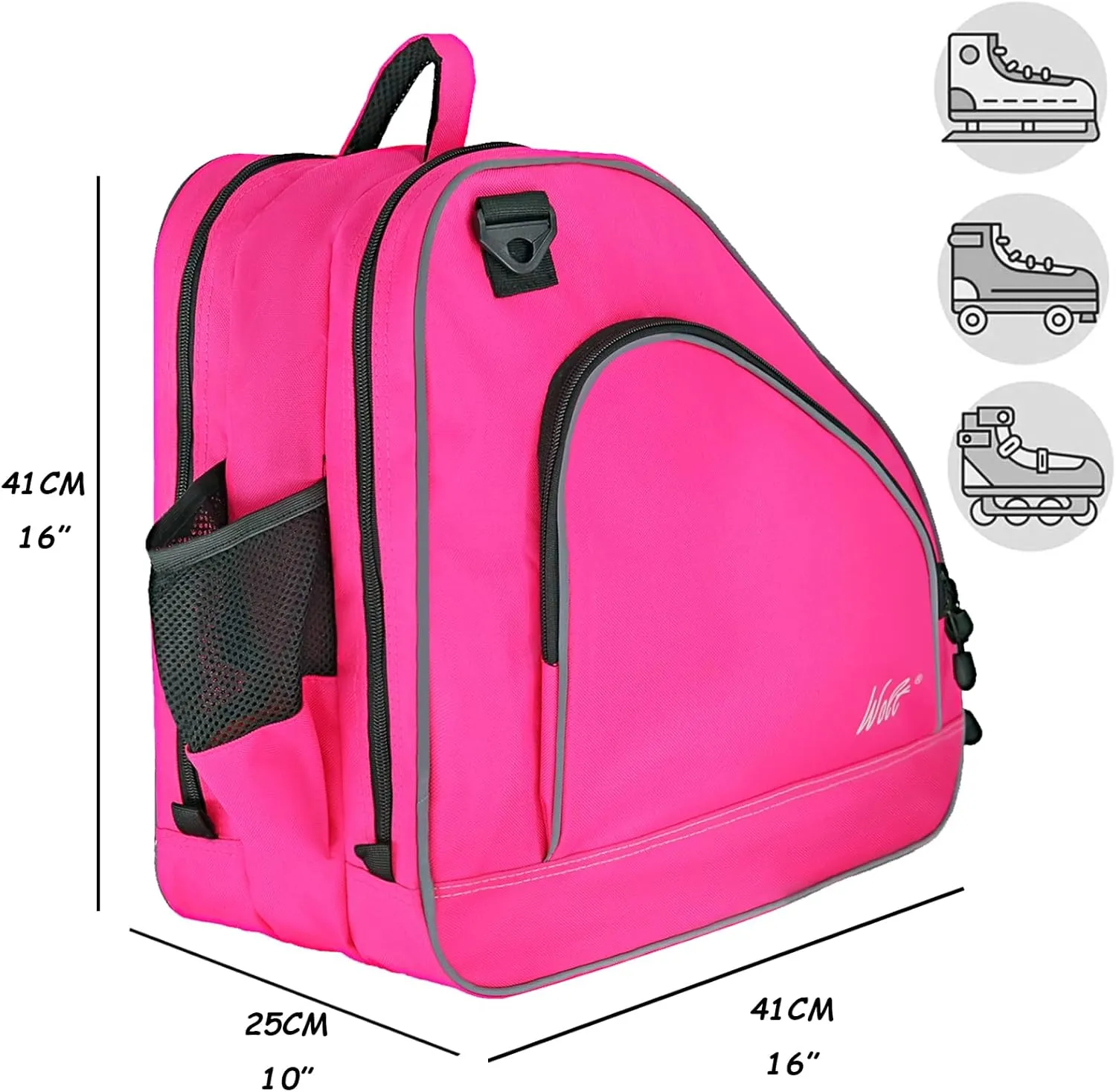 WOLT Ice Skate Bag - Roller Skate Bag, Inline Skate Bag with Adjustable Shoulder Strap for Both Youth and Adults.
