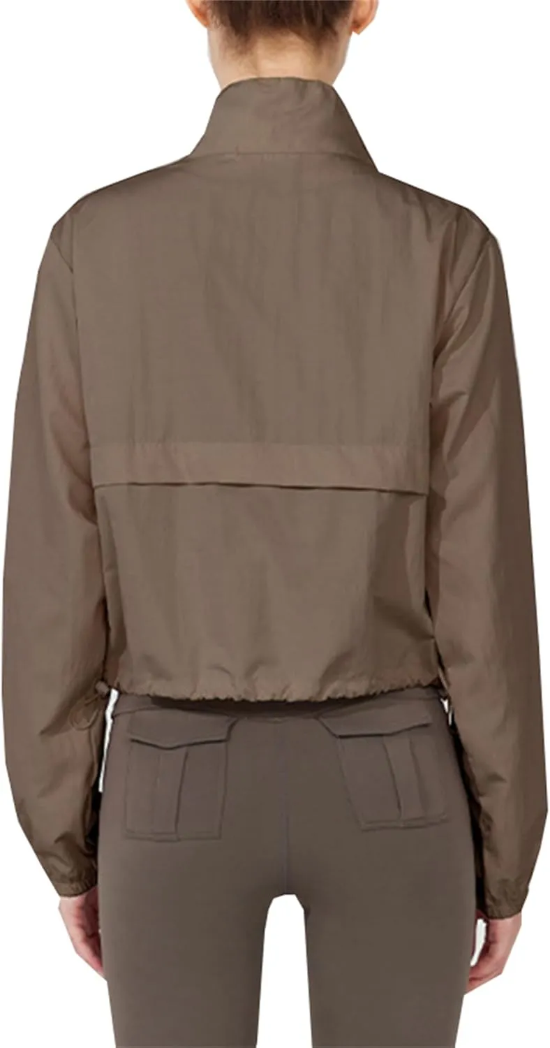 Women Half Zip Cropped Workout Jackets UPF 50  Sun Protection Athletic Running Yoga Shirts