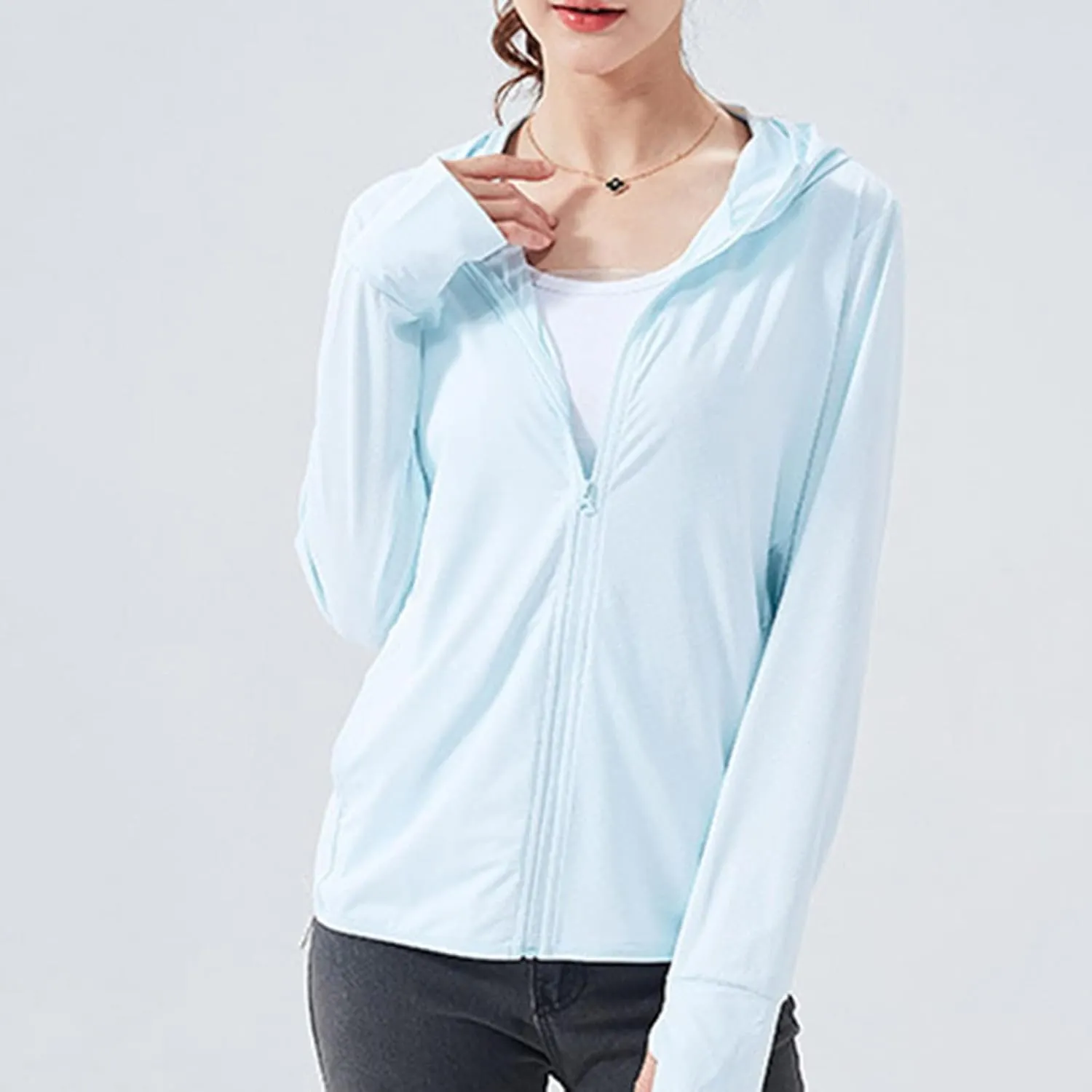 Women Long Sleeve T Shirts Upf 50  Uv Protection Shirts for Women Sun Protection Ice Silk Fishing Performance Jacket