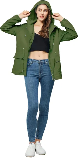 Women-Rain Jacket-Hood Waterproof-Lightweight Windbreak-Packable — Cute RainCoats Travel Polka Dot Ladies With Pouch