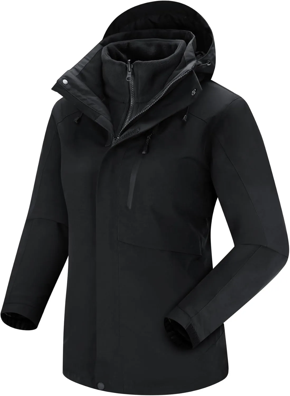 Women Winter Coat Double Warm Jacket Women's 3-in-1 Waterproof Jacket Hooded Rainproof Jacket Ski Jacket
